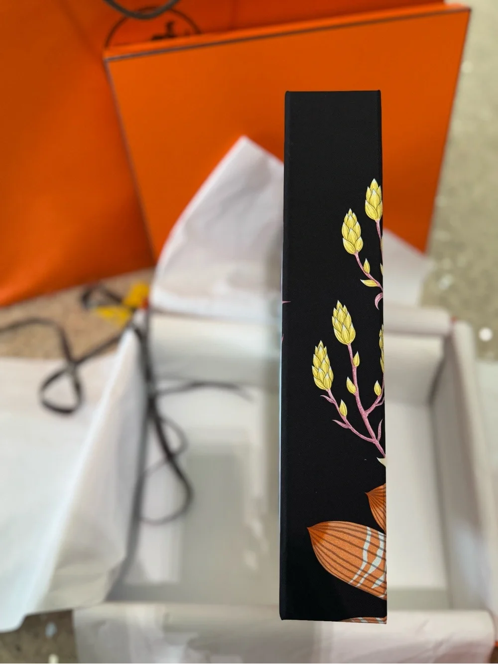 ‘26 Hermes Petit h - Large Decorative Silk/Twill Upholstered Box - BNIB